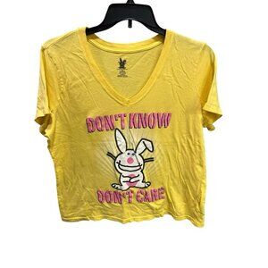 Happy Bunny Women's Size 2X T-Shirt Y2K Don't Know Don't Care Short Sleeve